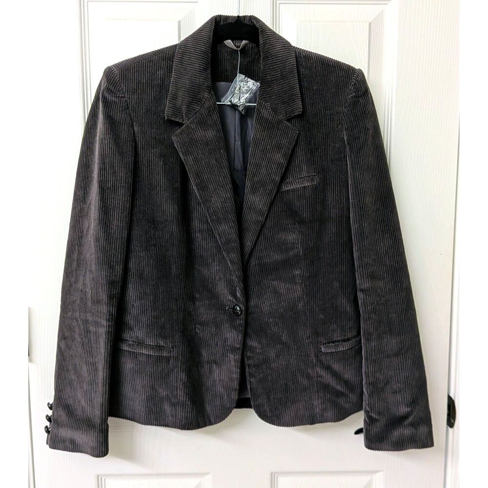 Vintage 90s Silver Unicorn Corduroy Dark Gray Blazer Jacket | SZ 5